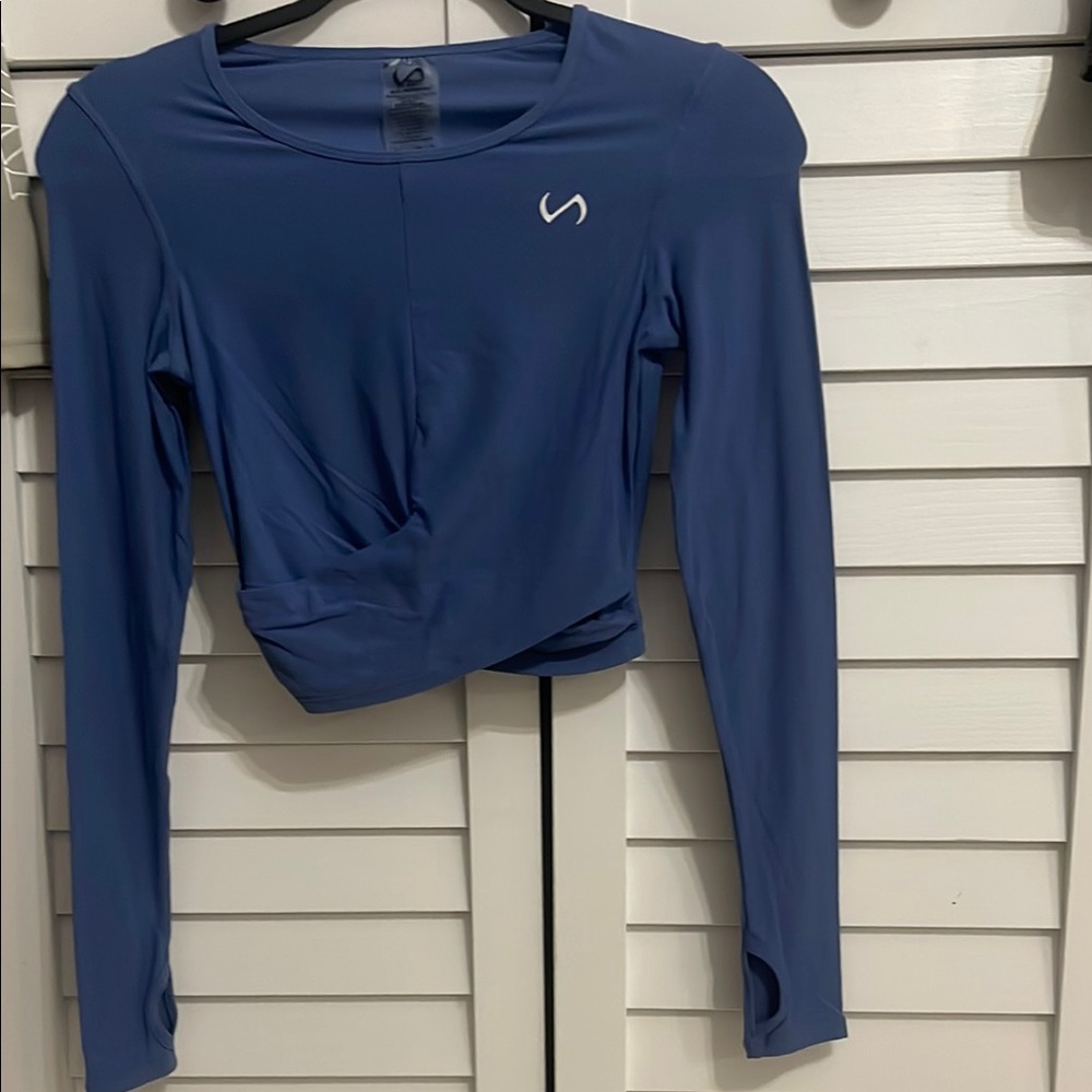 Elegant Blue Long Sleeve Women's Top